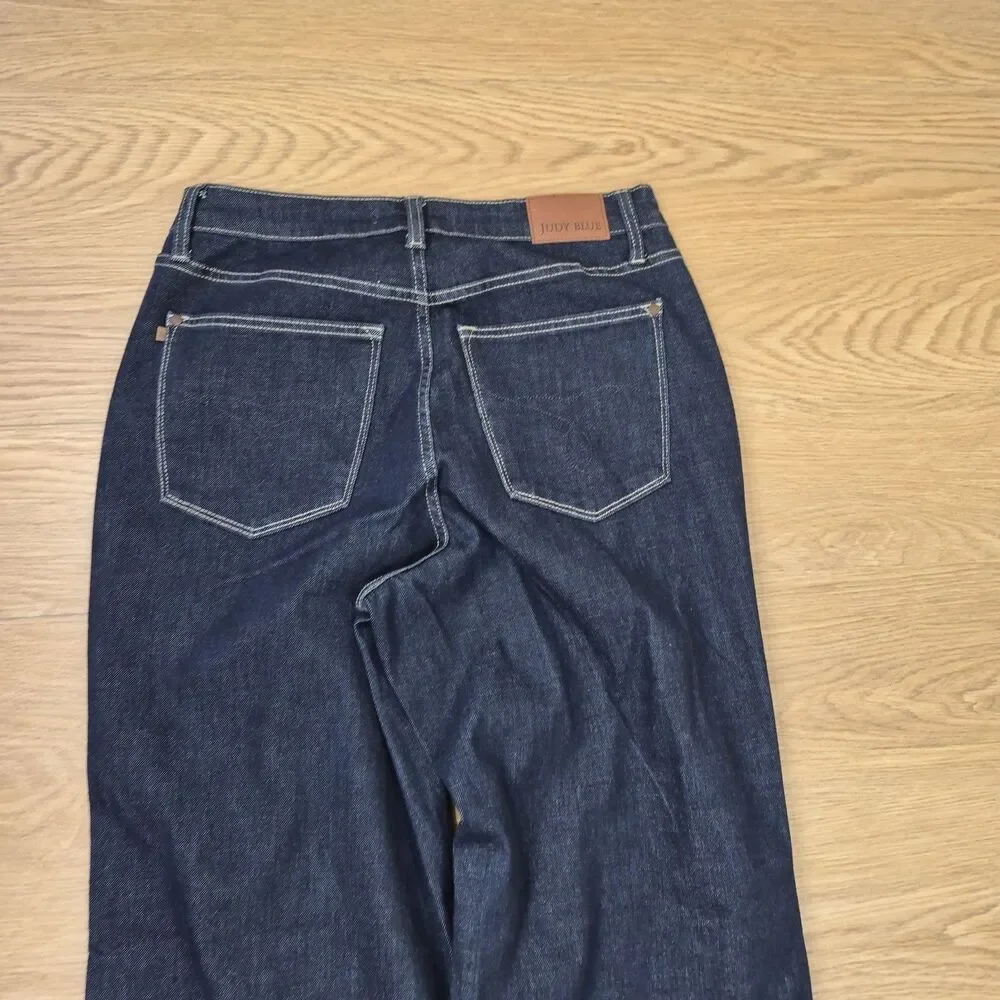 Judy Blue Retro Wide Leg Jeans Womens 14W Flared Hippie Stretch Denim 32x33
